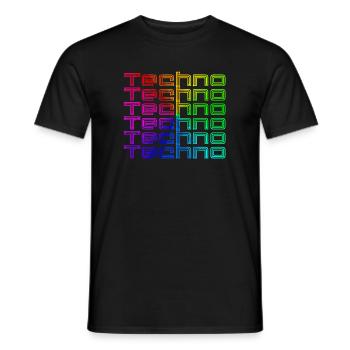 Techno Musik Bass Regenbogen Neon Geschenk - Männer T-Shirt - Schwarz - Vorne - AI Model Male 178 light (178cm)