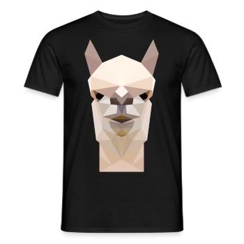 Lama alpaga visage- polygonal 3d cadeau - T-shirt homme - noir - Devant - AI Model Male 178 light (178cm)
