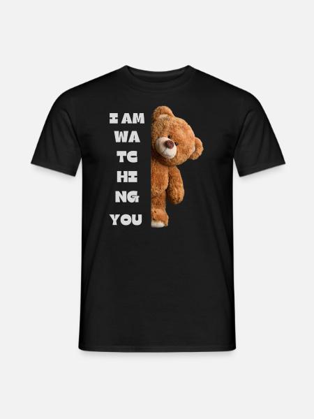 Teddybär - ich beobachte dich - Männer T-Shirt - Schwarz