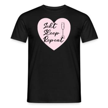 Sekt Sleep Repeat JGA Abschied HEN Party - Männer T-Shirt - Schwarz - Vorne - AI Model Male 178 light (178cm)
