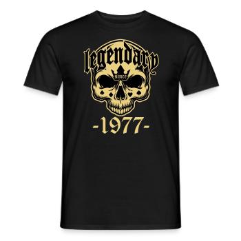 Les couleurs peuvent être modifiées | Crâne légendaire depuis 1977 - T-shirt homme - noir - Devant - AI Model Male 178 light (178cm)