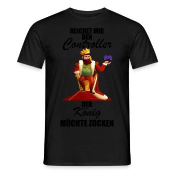 Gaming Gamer Spruch König Controller PC Zocker - Männer T-Shirt - Schwarz - Vorne - AI Model Male 178 light (178cm)