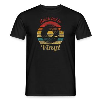 Accro à la musique vintage rétro vinyle - T-shirt homme - noir - Devant - AI Model Male 178 light (178cm)