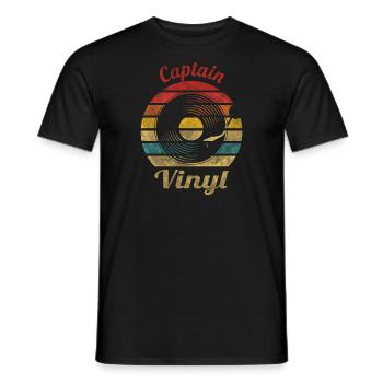 Captain Vinyl Retro Musique Vintage - T-shirt homme - noir - Devant - AI Model Male 178 light (178cm)