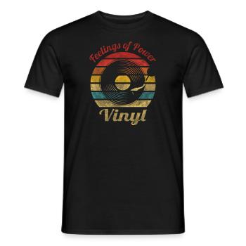 Feelings of Power Vinyl Retro Vintage Music - Männer T-Shirt - Schwarz - Vorne - AI Model Male 178 light (178cm)