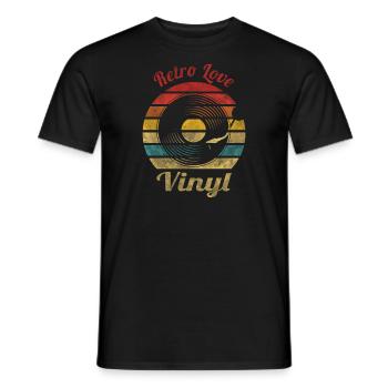 Retro Love Vinyl Retro Vintage Music - Men's T-Shirt - black - Front - AI Model Male 178 light (178cm)