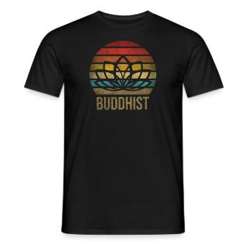 Buddhist Letter Buddhism Religion Retro Vintage - Men's T-Shirt - black - Front - AI Model Male 178 light (178cm)