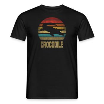 Crocodile Croco Croc Retro Vintage Sunset - Männer T-Shirt - Schwarz - Vorne - AI Model Male 178 light (178cm)