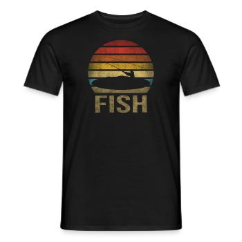 Fishing Fisherman Fisherwoman Fisher Retro Vintage - Männer T-Shirt - Schwarz - Vorne - AI Model Male 178 light (178cm)