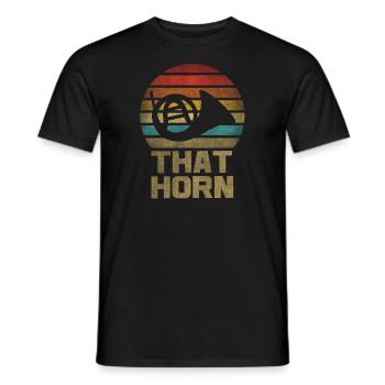 Français Instrument de cor Retro Sunset - T-shirt homme - noir - Devant - AI Model Male 178 light (178cm)
