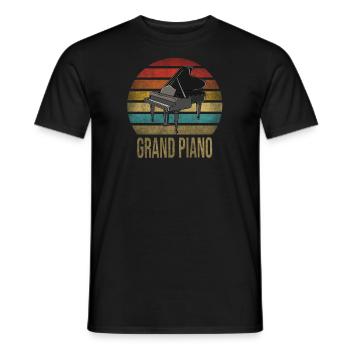 Piano à queue Musique Pianiste Retro Sunset - T-shirt homme - noir - Devant - AI Model Male 178 light (178cm)