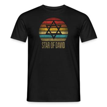 Jewish Star of David Religion Retro Sunset - Men's T-Shirt - black - Front - AI Model Male 178 light (178cm)
