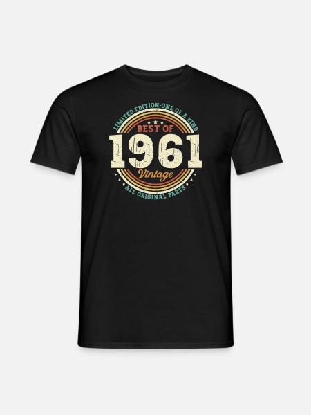 Jahrgang 1961 Vintage Retro 62 Geburtstag Geschenk - Männer T-Shirt - Schwarz
