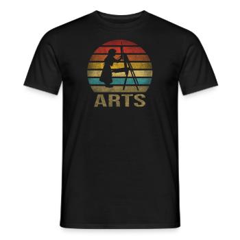 Peinture Petite Fille à l’intérieur Arts Rétro Coucher de Soleil - T-shirt homme - noir - Devant - AI Model Male 178 light (178cm)
