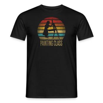 Peinture Petite Fille à l’intérieur Arts Rétro Coucher de Soleil - T-shirt homme - noir - Devant - AI Model Male 178 light (178cm)