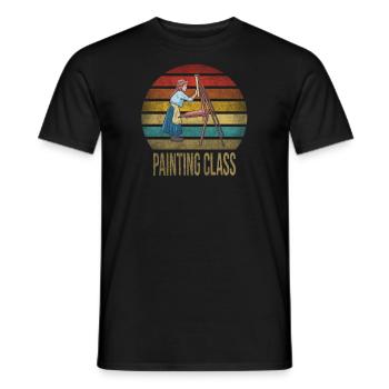 Peinture Petite Fille à l’intérieur Arts Rétro Coucher de Soleil - T-shirt homme - noir - Devant - AI Model Male 178 light (178cm)