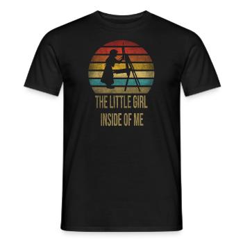 Peinture Petite Fille à l’intérieur Arts Rétro Coucher de Soleil - T-shirt homme - noir - Devant - AI Model Male 178 light (178cm)
