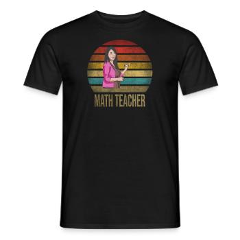 Professeur de mathématiques École de mathématiques Retro Sunset - T-shirt homme - noir - Devant - AI Model Male 178 light (178cm)