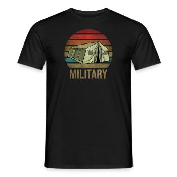 Military Tent Army Retro Sunset Vintage - Men's T-Shirt - black - Front - AI Model Male 178 light (178cm)