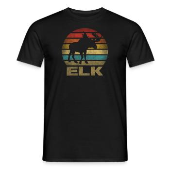Moose Elk Deer Animal Coucher de soleil rétro - T-shirt homme - noir - Devant - AI Model Male 178 light (178cm)