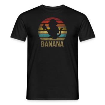 Monkey Eating Banana Dinner Retro Sunset - Men's T-Shirt - black - Front - AI Model Male 178 light (178cm)
