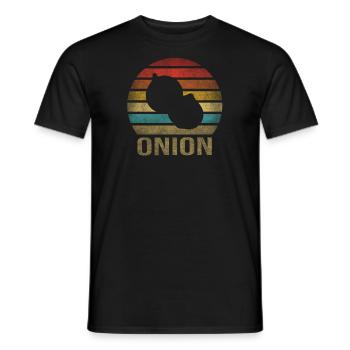 Onion Vegetables Retro Sunset Vintage - Männer T-Shirt - Schwarz - Vorne - AI Model Male 178 light (178cm)