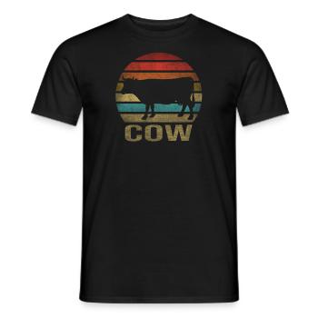Muscle Cow Animal Retro Sunset - Männer T-Shirt - Schwarz - Vorne - AI Model Male 178 light (178cm)
