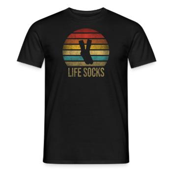 Sock Life Socks Retro Sunset Vintage - Men's T-Shirt - black - Front - AI Model Male 178 light (178cm)