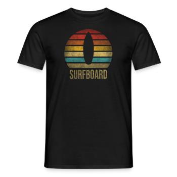 Surf Or Die Surfboard Summer Retro Sunset - Men's T-Shirt - black - Front - AI Model Male 178 light (178cm)