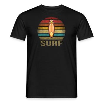 Surf Or Die Surfboard Summer Retro Sunset - Men's T-Shirt - black - Front - AI Model Male 178 light (178cm)