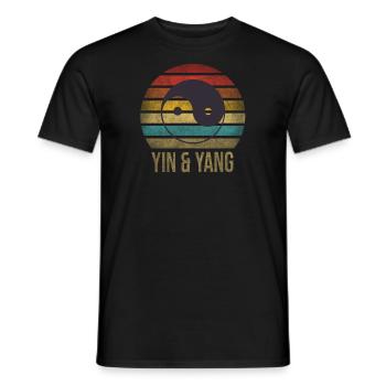 Taosim Yin & Yang Zen Retro Coucher de soleil - T-shirt homme - noir - Devant - AI Model Male 178 light (178cm)