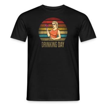 Boire du vin Fun Alcohol Woman Retro Sunset - T-shirt homme - noir - Devant - AI Model Male 178 light (178cm)
