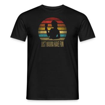 Drinking Wine Fun Alcohol Woman Retro Sunset - Men's T-Shirt - black - Front - AI Model Male 178 light (178cm)