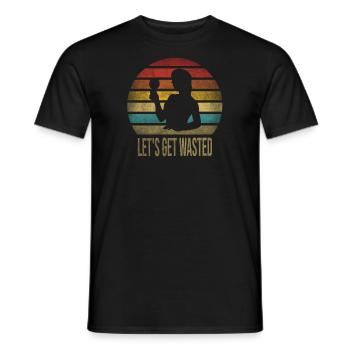 Drinking Wine Fun Alcohol Woman Retro Sunset - Men's T-Shirt - black - Front - AI Model Male 178 light (178cm)