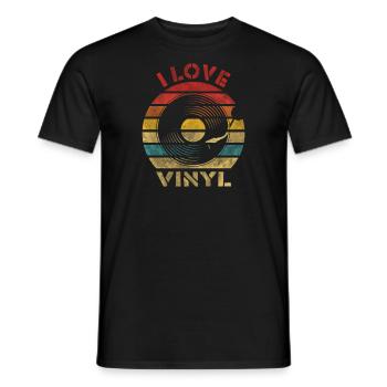 I Love Vinyl Retro Vintage Music - Men's T-Shirt - black - Front - AI Model Male 178 light (178cm)