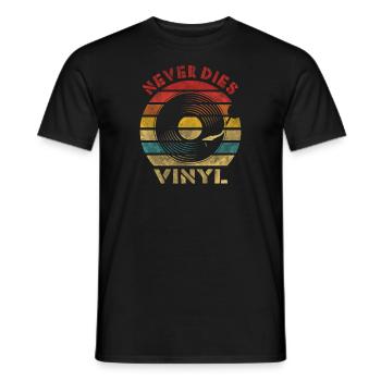 Ne meurt jamais Vinyle Retro Vintage Music - T-shirt homme - noir - Devant - AI Model Male 178 light (178cm)