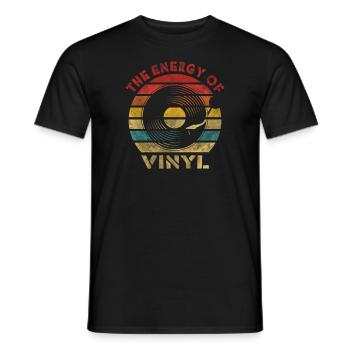 L’énergie de la musique vintage rétro vinyle - T-shirt homme - noir - Devant - AI Model Male 178 light (178cm)