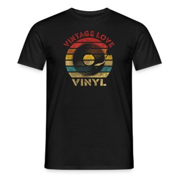 Vintage Love Vinyl Retro Vintage Music - Männer T-Shirt - Schwarz - Vorne - AI Model Male 178 light (178cm)