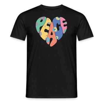 Bunte Friedensblume Herz für Männer Frauen & Kinder - Männer T-Shirt - Schwarz - Vorne - AI Model Male 178 light (178cm)