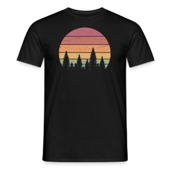 Retro Forest Mountains Hiking Adventure Outdoor - Men's T-Shirt - black - Front - AI Model Male 178 light (178cm)