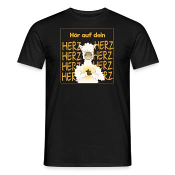 Hör auf dein Herz - Alpaka - Tier - Liebe - Männer T-Shirt - Schwarz - Vorne - AI Model Male 178 light (178cm)
