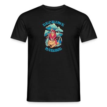 Decrime Nature Colorful Magic Mushroom Trippy - Men's T-Shirt - black - Front - AI Model Male 178 light (178cm)