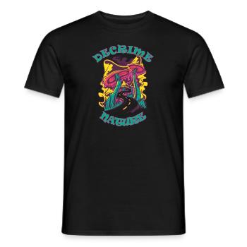 Decrime Nature Colorful Magic Mushroom Trippy - Men's T-Shirt - black - Front - AI Model Male 178 light (178cm)