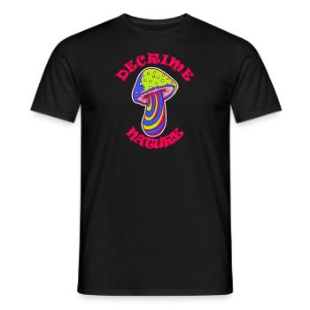 Decrime Nature Colorful Magic Mushroom Trippy - Men's T-Shirt - black - Front - AI Model Male 178 light (178cm)