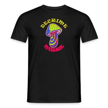 Decrime Nature Colorful Magic Mushroom Trippy - Men's T-Shirt - black - Front - AI Model Male 178 light (178cm)