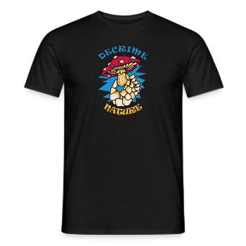 Decrime Nature Colorful Magic Mushroom Skeleton - Men's T-Shirt - black - Front - AI Model Male 178 light (178cm)