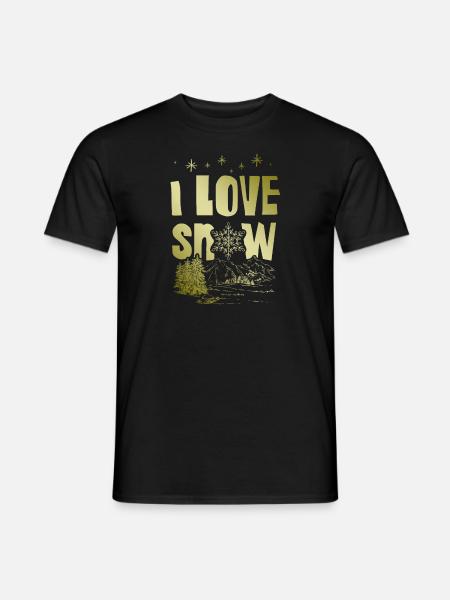 I Love Snow Spruch - Männer T-Shirt - Schwarz