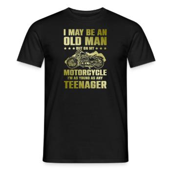 Motorrad alter mann - Männer T-Shirt - Schwarz - Vorne - AI Model Male 178 light (178cm)