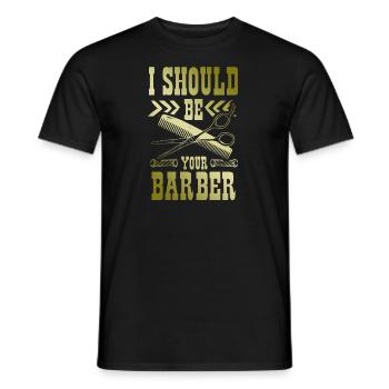 Coiffeur de barbier - T-shirt homme - noir - Devant - AI Model Male 178 light (178cm)
