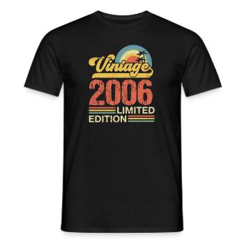 Edition Limitée Vintage Anniversaire Année 2006 - T-shirt homme - noir - Devant - AI Model Male 178 light (178cm)